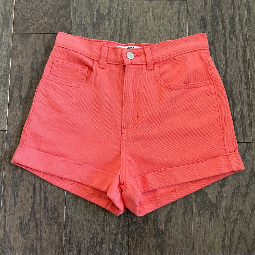 American Apparel Denim High Waist Cuff Short
